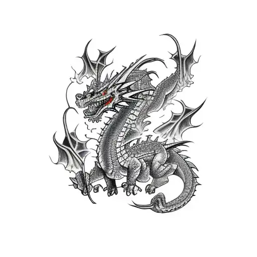 Aggressive Dragon For Full Sleeve