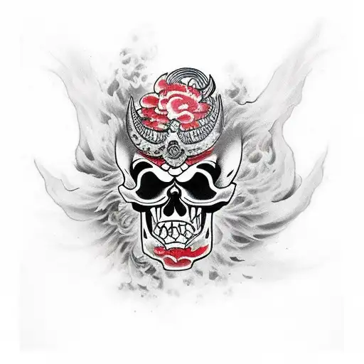Skull Oni Mask With Smoke