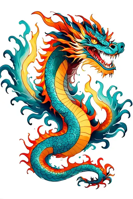 Water And Fire Dragon Wrapped Loosely