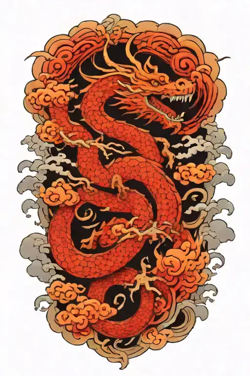 Dragon And Japanese Clouds