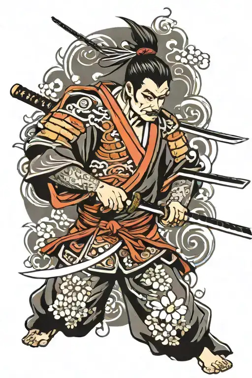 Samurai Holding Sword