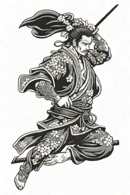 Samurai And Cherry Blossom Arm Sleeve