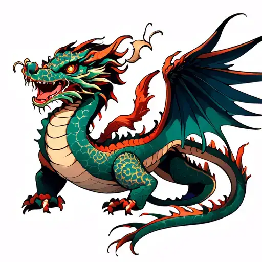 A Dragon With A Long Tail And Big Wings