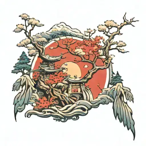 Japanese Style Forest Scene