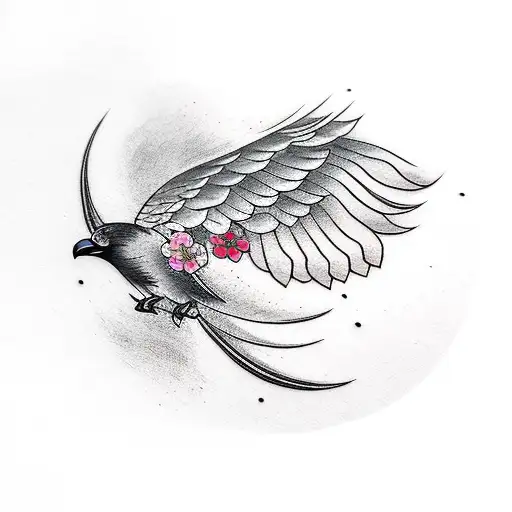 Crow With Cherry Blossom Wing
