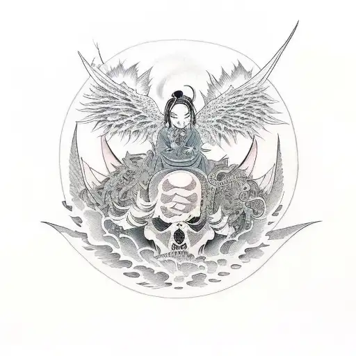 Angel Fighting Satan Over A Lost Soul