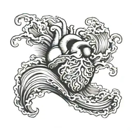 Anatomical Heart Ocean Wave