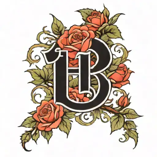 Rose With Stem Letter P