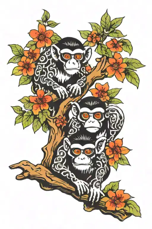 Tree Monkeys Representing The Personalities