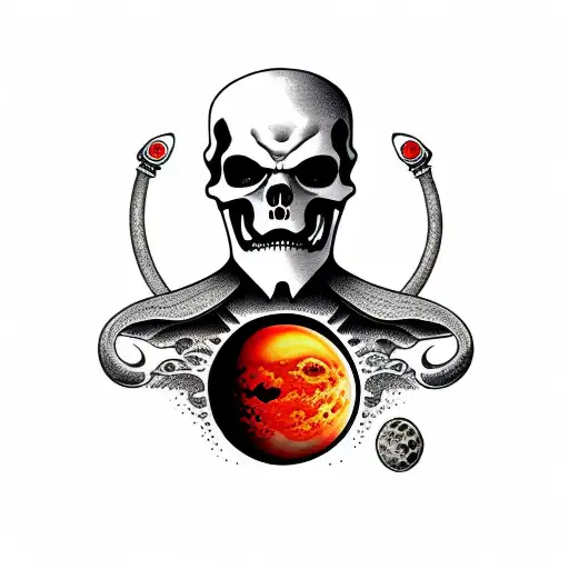 Grim Reaper With Planet Mars