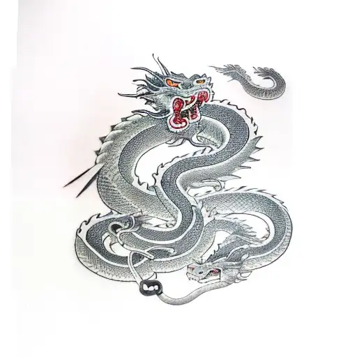 Dragon With Snake From Shoulder To Wrist