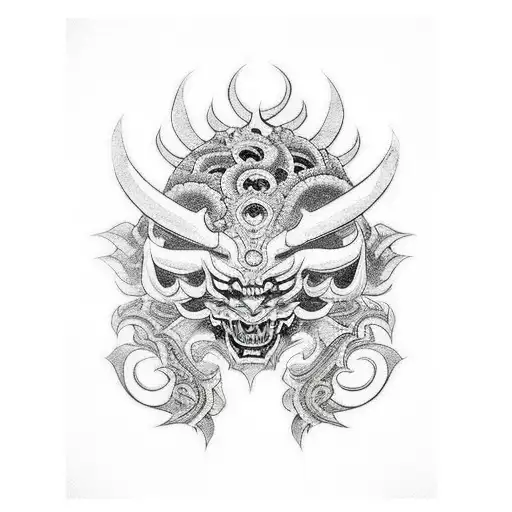 Demon Mask With A Girl