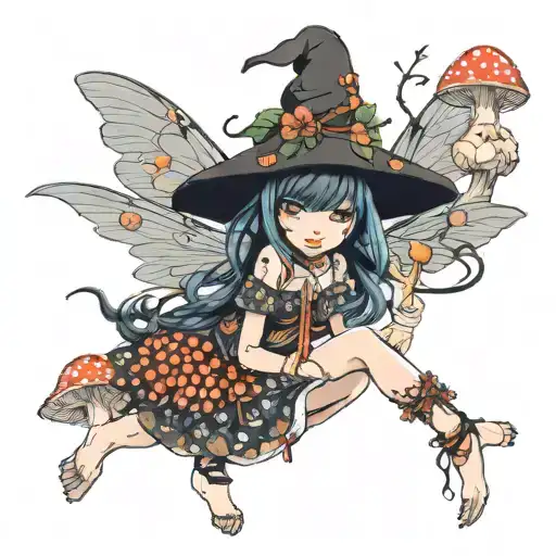 Mushroom Fairy Witch Zodiac Hippie