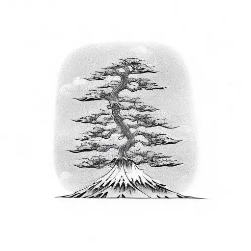 Bonsai Tree At The Shoulder Going Into A Dragon And Then Into A Samurai Warrior