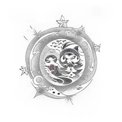 Dark Cresent Moon And A Star