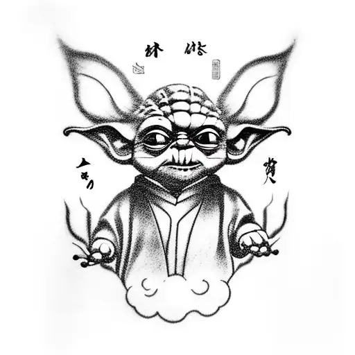 Yoda Sitting On A Flying Chinese Style Cloud
