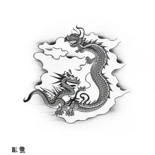 Dragon And Cat Playing Balls