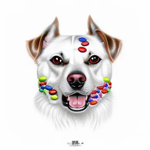 Realistic Portrait Of A Dog Made Entirely Out Of M&m Candies
