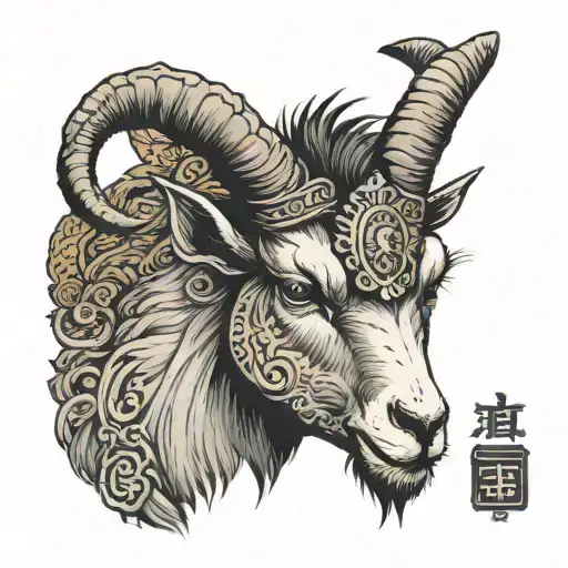 Angry Male Goat Wearing King's Crown