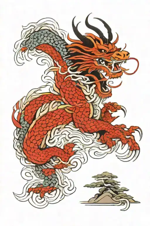 Chinese Dragon And Samurai