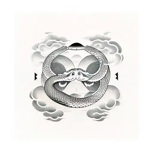 Two Snakes Moon And Sun