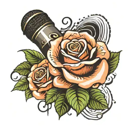 Rose With Microphone And Musical Notes