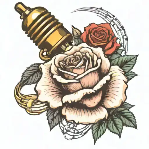 Rose With Microphone And Musical Notes Rose Is Pink And Include More Musical Notes