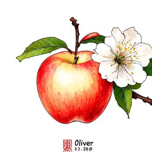 Apple Flower And Olivier Branch With 3 Birth Dates