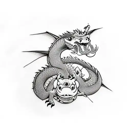 Dragon Protecting Baby Hippo