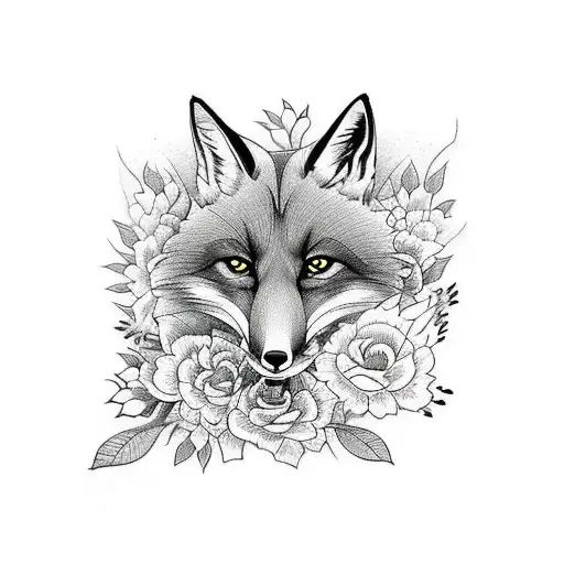 Fox With Flowers