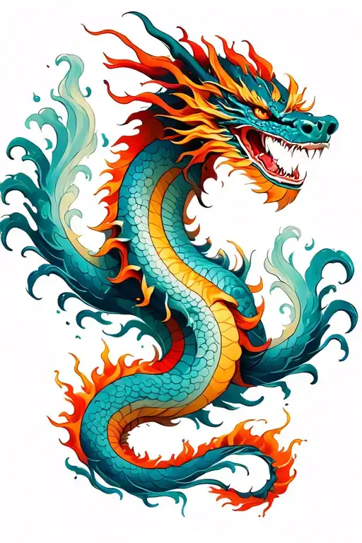 Water And Fire Dragon Wrapped Loosely