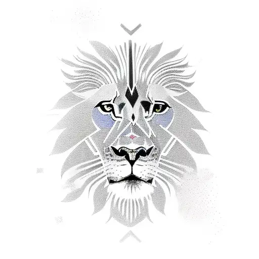 A Realistic Lion Integrated With Computer Hardware And Binary Code