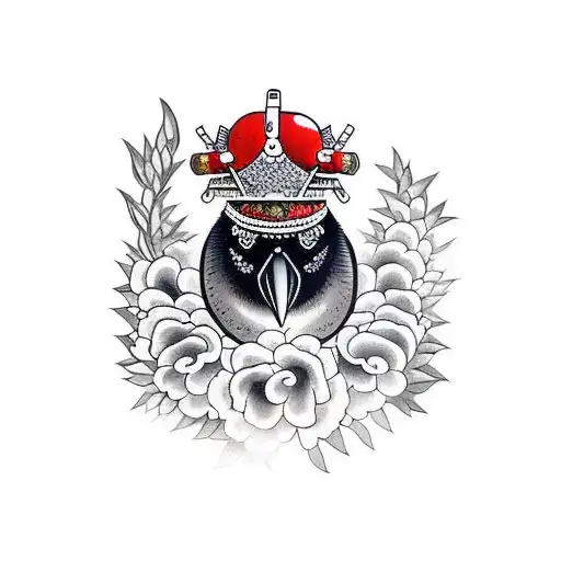 Crow With Bells In It's Beak