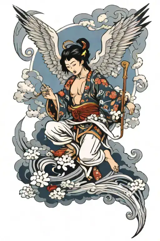 Angel With Clouds Surrounding