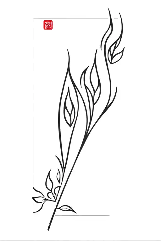 Hibiscus Decal Fire Flames For Petals With Small Leaf Details