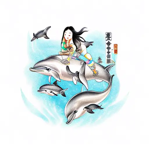 Sexy Cowgirl Riding Dolphin