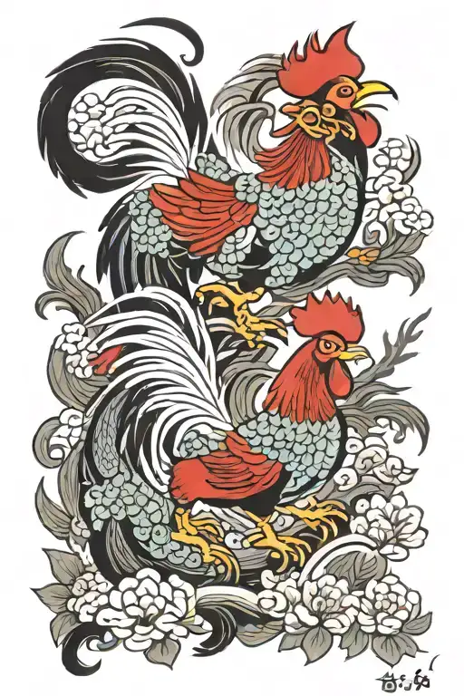Chinese Watwr Rooster And Wood Dragon