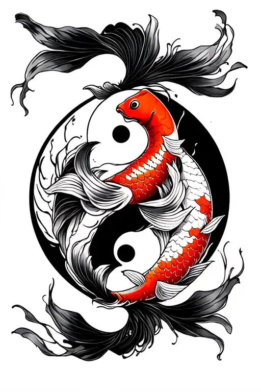 Katana With Yin And Yang Koi Fish Japanese Oni Mask