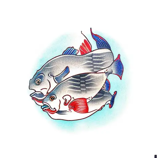 Two Kopi Fish Moving Beside Eachother Seen From Top