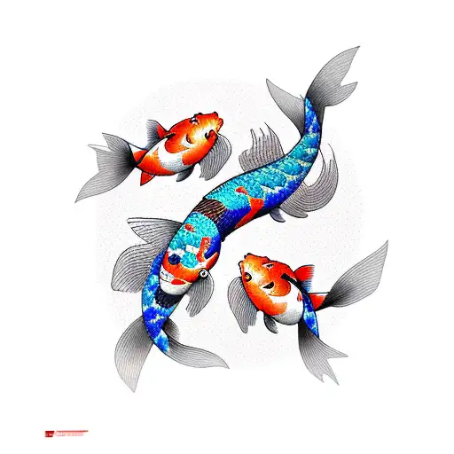 Two Koi Fish Moving Beside Eachother Seen From Top