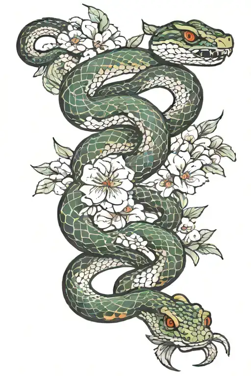 Snake And Flowers
