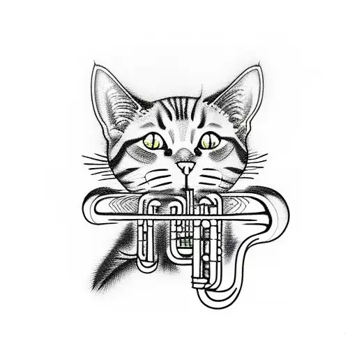 Cat Playing A Trumpet