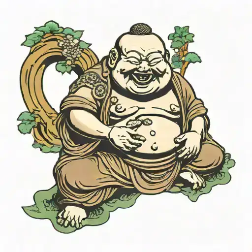 Budai Laughing Buddha Sitting Side
