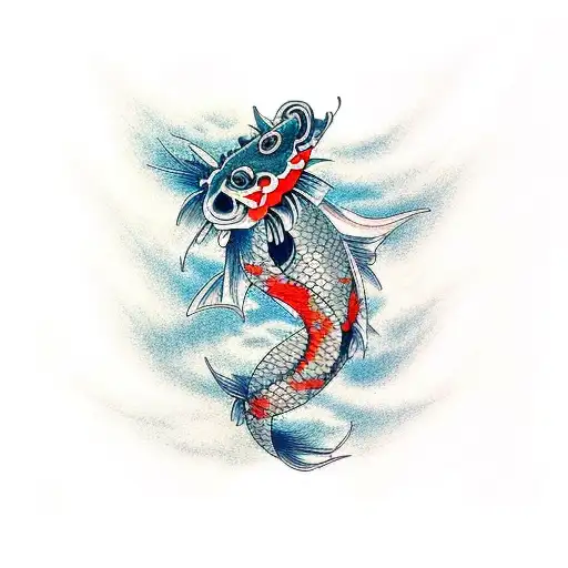 Koi Fish Transforms In Dragon Half Sleeve