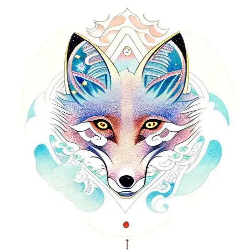 Mystical Fox Surrounded By Celestial Elements
