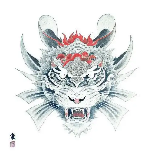 Dragon Facing A Tiger Seprated By A Mountain