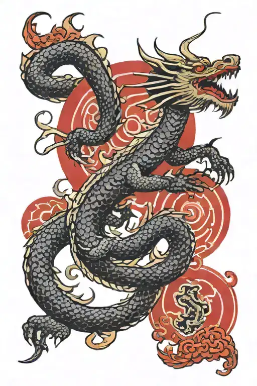 Dragon Flying Red Circle