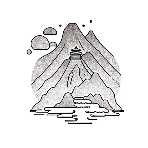 A Minimalist Silhouette Of A Hiker On A Mountain Peak