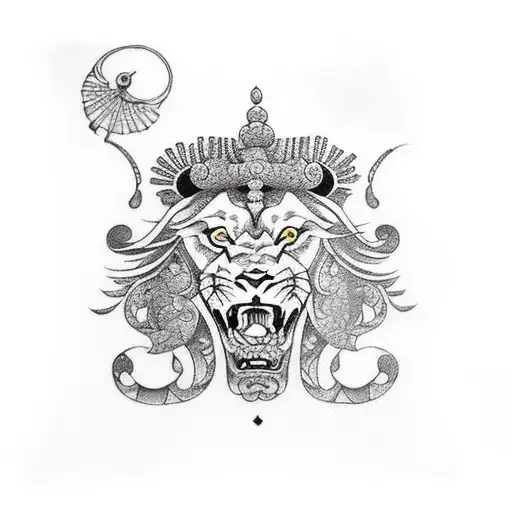 Sea With Sand Beach Lion On It And A Gun