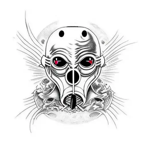 Plague Doctor Mask In Front Of Retrowave Sun